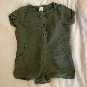 Green Linen Baby Jumper